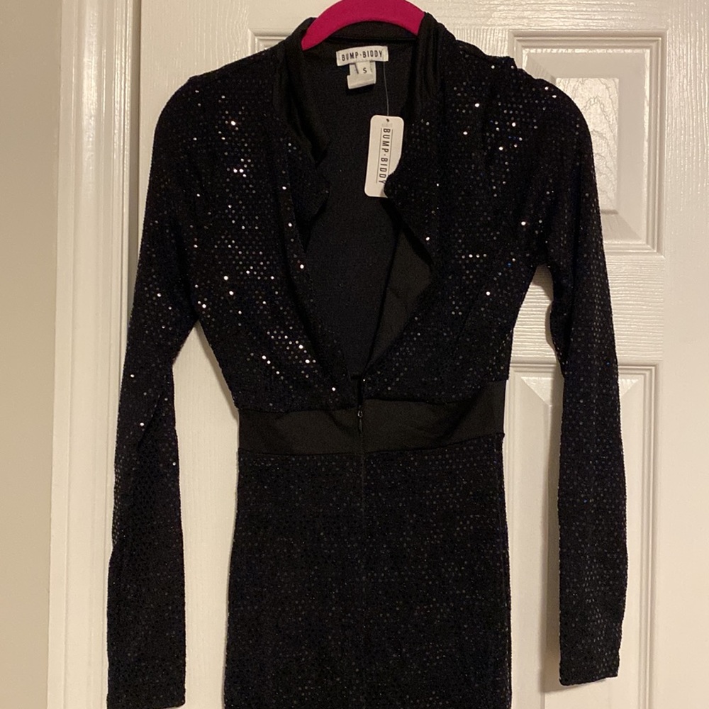 Sexy maternity holiday black sparkly jumpsuit